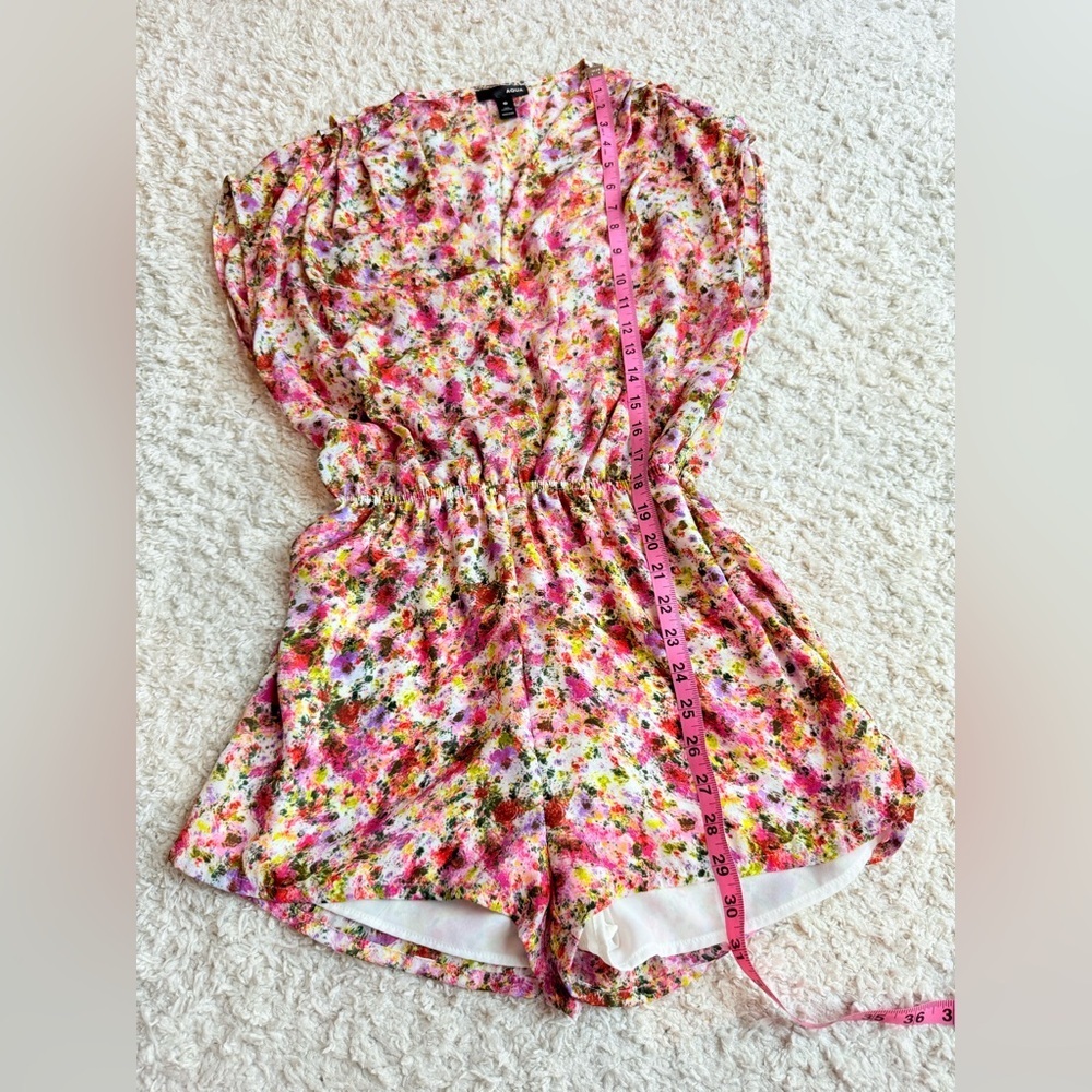 Women's Aqua Floral Romper Size XS - Picture 4 of 8